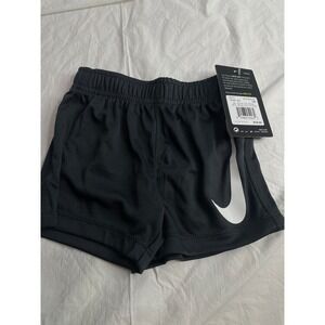 Nike Dri-FIT Boys Shorts Black White Swoosh Athletic Activewear 12M